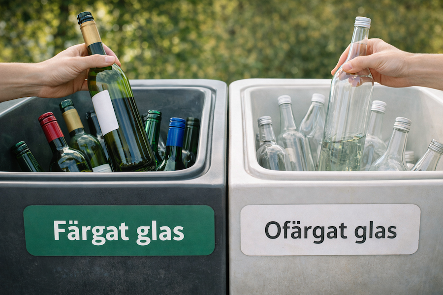 Hur sorterar man glas?